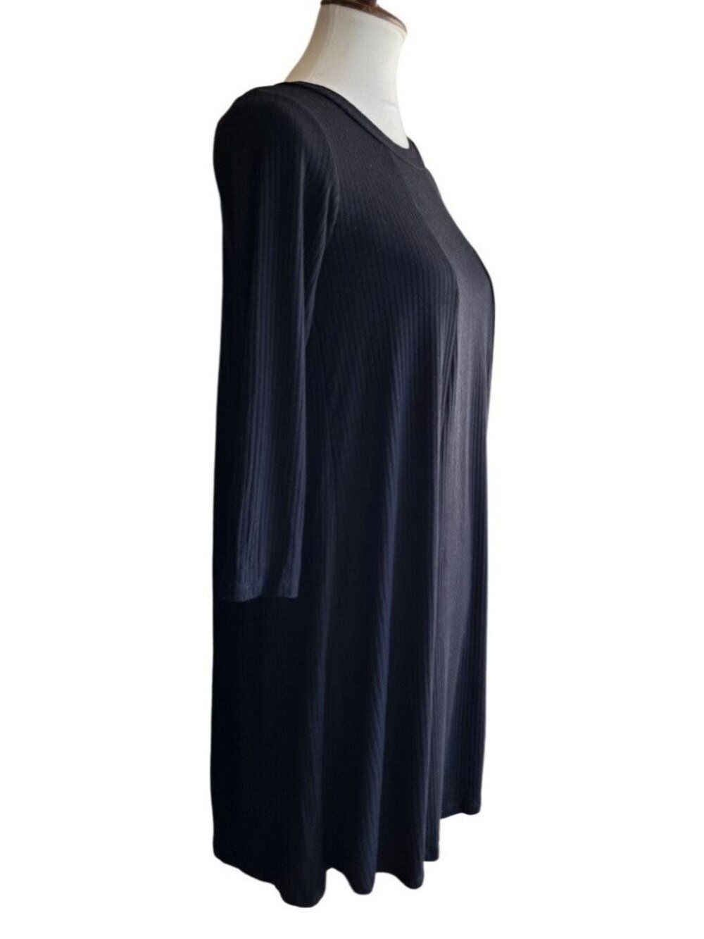 Lush Leah Shift Dress Small Black Paisley Pleated 3/4 Sleeve - Picture 11 of 12